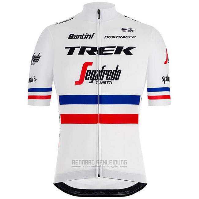 2018 Fahrradbekleidung Trek Segafredo Champion Frankreich Trikot Kurzarm und Tragerhose